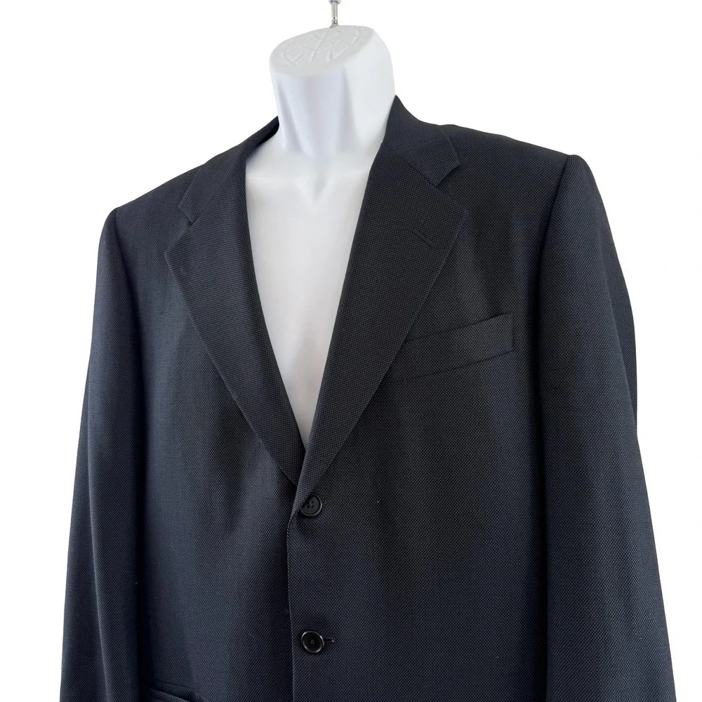 Hickey Freeman Suit Jacket Mens 39R Dark‎ Navy Gray Geometric Canterbury Blazer